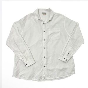 Carbon2Cobalt White Linen Blend Button-Up Long Sleeve Shirt Size L #00137